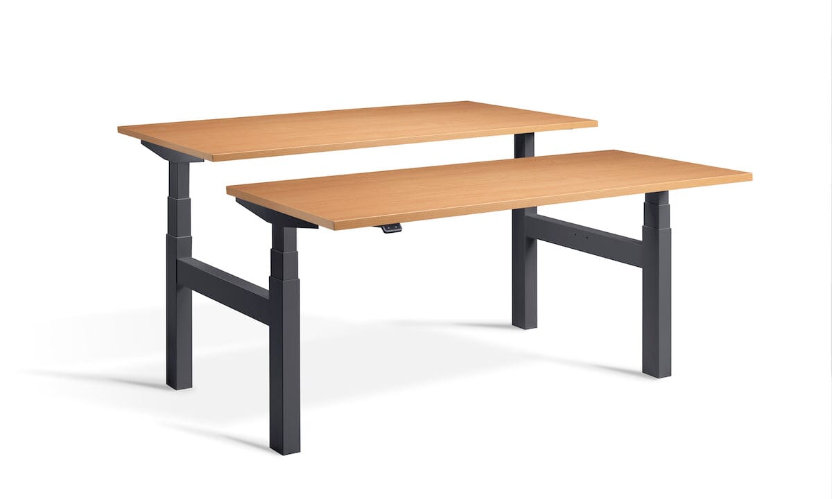 Lavoro Duo - Four Motor Back to Back Sit-Stand Desk - 800 Deep - Anthracite Frame Accessories Lavoro Beech 1200x800 Anthracite