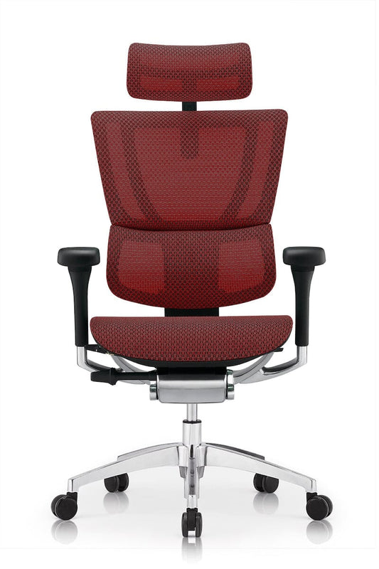 Mirus High Back Task Armchair with Headrest Accessories ComfortUK Red Black