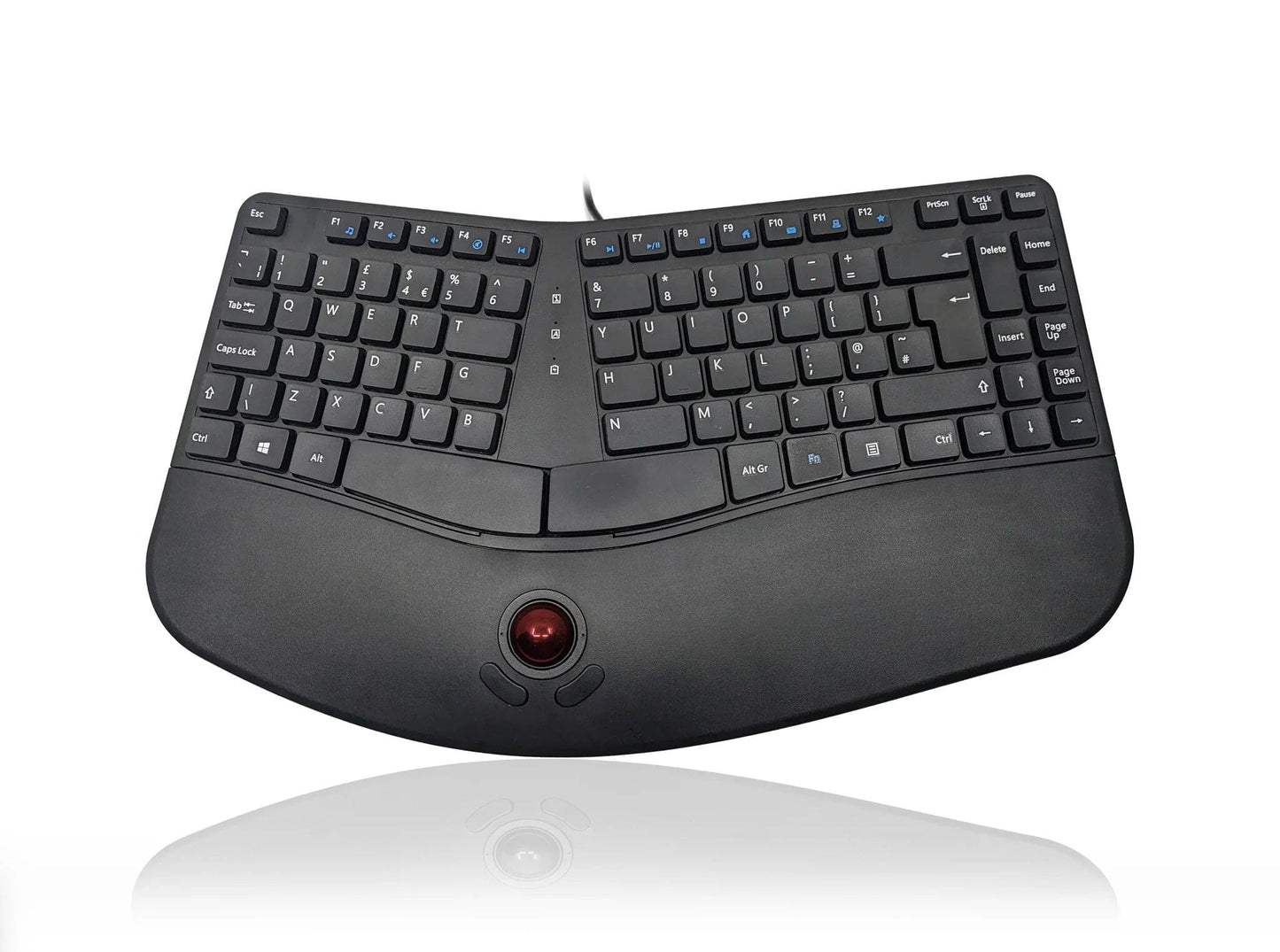 Accuratus Contour - USB Sculptured Ergonomic Split Key Multimedia Keyboard with Reverse Tilt & Trackball Accessories Accuratus