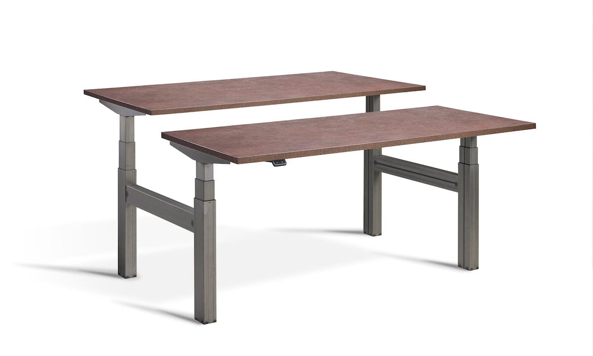 Lavoro Duo - Four Motor Back to Back Sit-Stand Desk - 800 Deep - Raw Steel Frame Accessories Lavoro Ferro Bronze 1200x800 Raw Steel