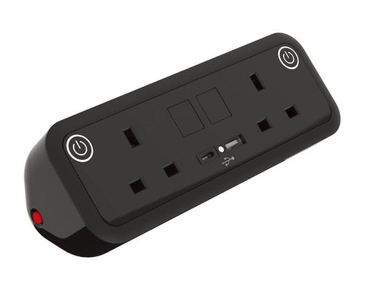 Sourcetec Uno with 2 Power and Dual Fast Charge USB A+C. Accessories Sourcetec Black