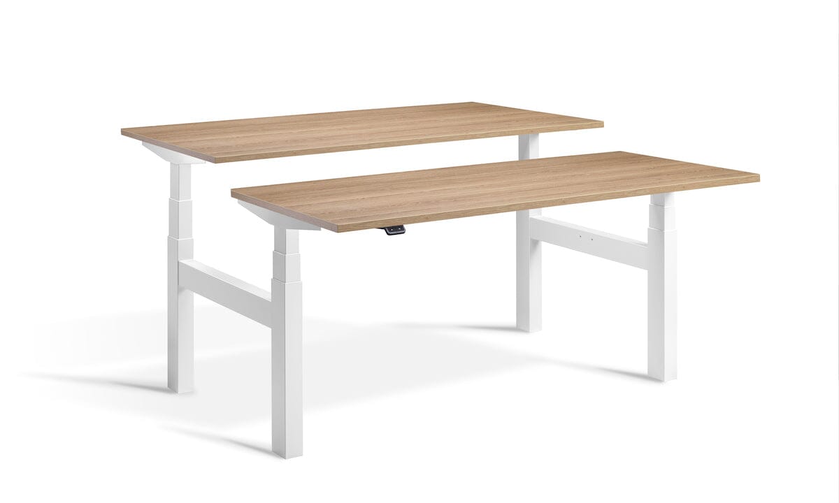 Lavoro Duo - Four Motor Back to Back Sit-Stand Desk - 800 Deep - White Frame Accessories Lavoro Brown Oak 1200x800 White