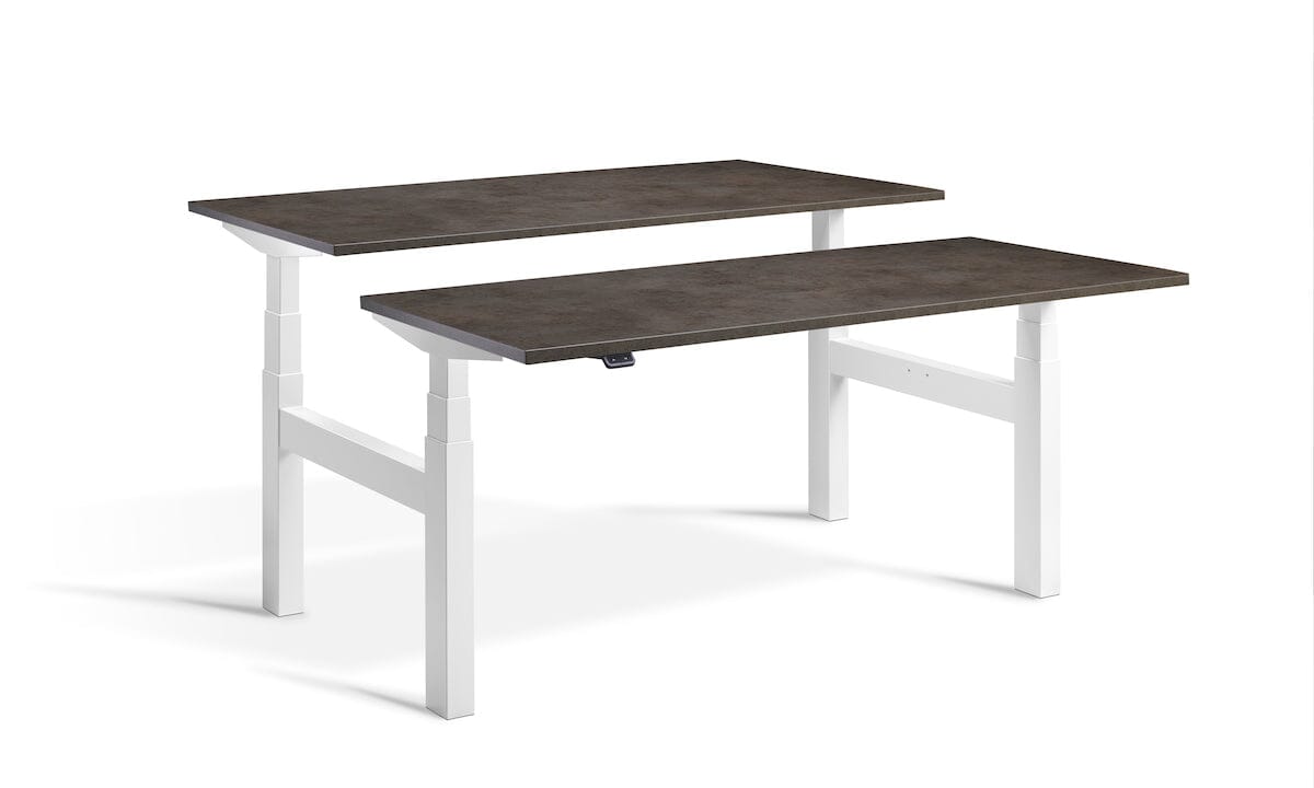 Lavoro Duo - Four Motor Back to Back Sit-Stand Desk - 800 Deep - White Frame Accessories Lavoro Dark Concrete 1200x800 White