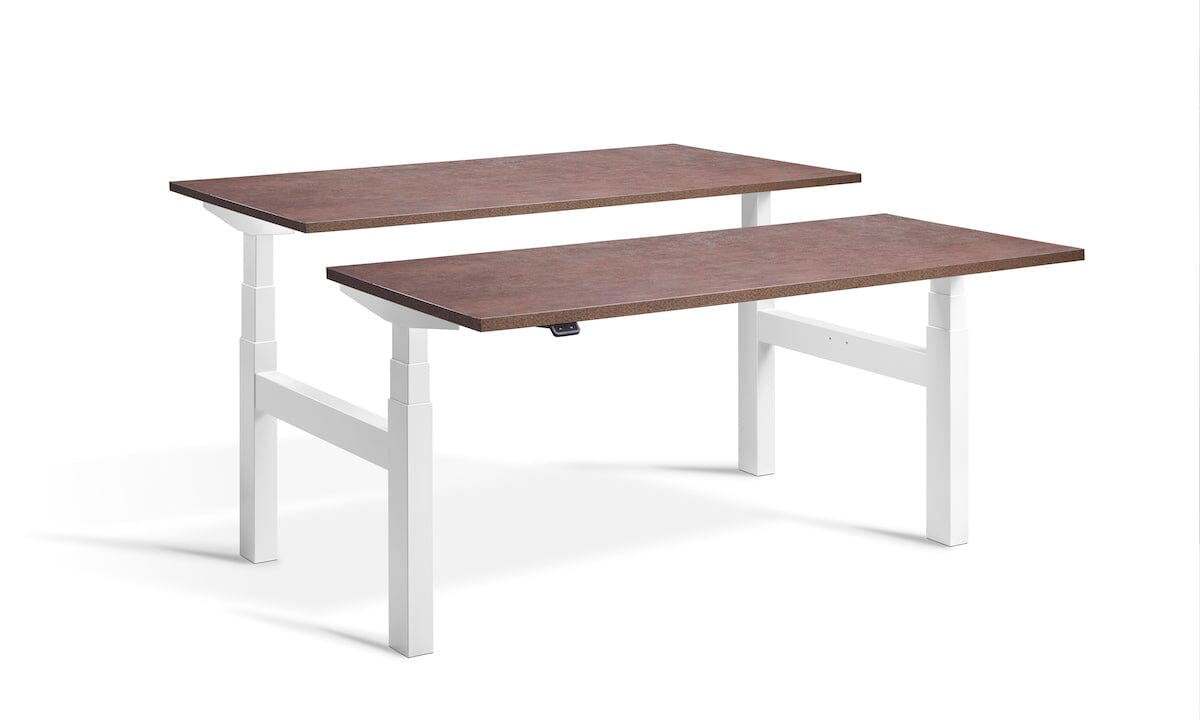 Lavoro Duo - Four Motor Back to Back Sit-Stand Desk - 800 Deep - White Frame Accessories Lavoro Ferro Bronze 1200x800 White