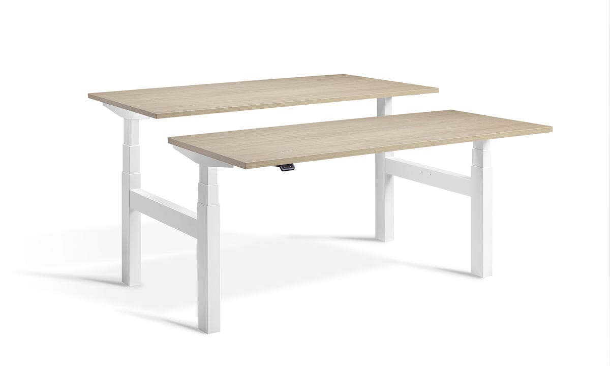 Lavoro Duo - Four Motor Back to Back Sit-Stand Desk - 800 Deep - White Frame Accessories Lavoro Natural Oak 1200x800 White
