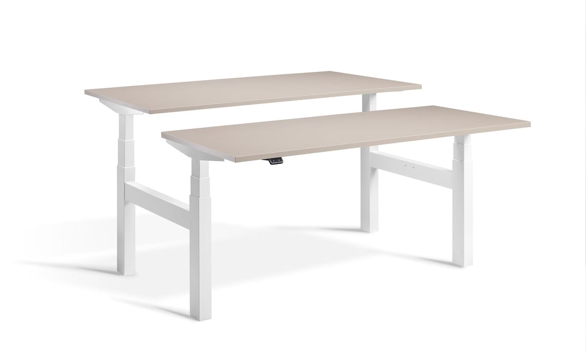 Lavoro Duo - Four Motor Back to Back Sit-Stand Desk - 800 Deep - White Frame Accessories Lavoro Stone 1200x800 White