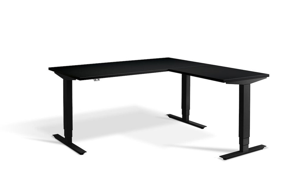 Lavoro Advance Corner Triple Motor Sit-Stand Desk - Black Frame - e-furniture