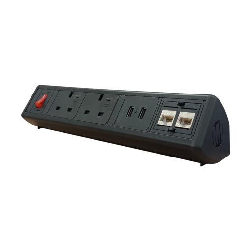Boost Desktop Power Module with 2 UK Power Sockets, 2 Cat6 Data Sockets and 2 USB Charging Ports Accessories Metalicon Black