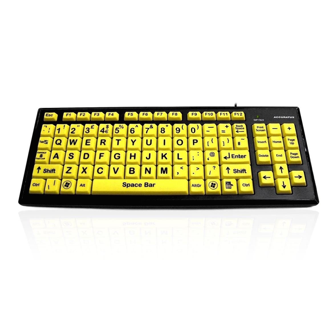 Accuratus HiVis Monster keyboard, Yellow Keys, Black Upper Case Letters Accessories Accuratus