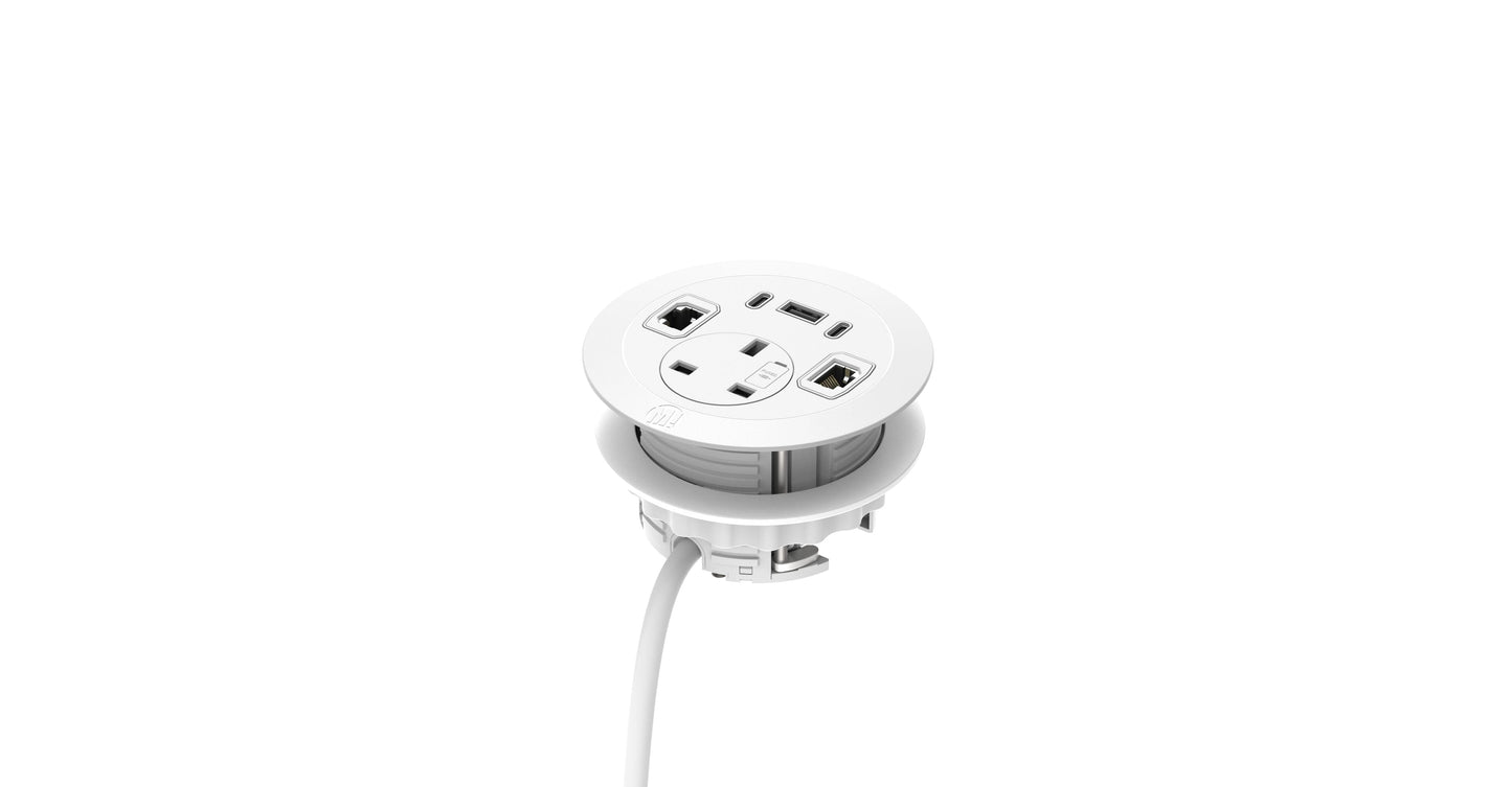 Solo Plus Power Module with Triple USB and 2 Cat6 RJ45 Data Models Accessories Metalicon White