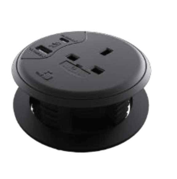 Round Desk Power Module Porthole 65 In-Desk Power Modules – Workspace Ergonomics