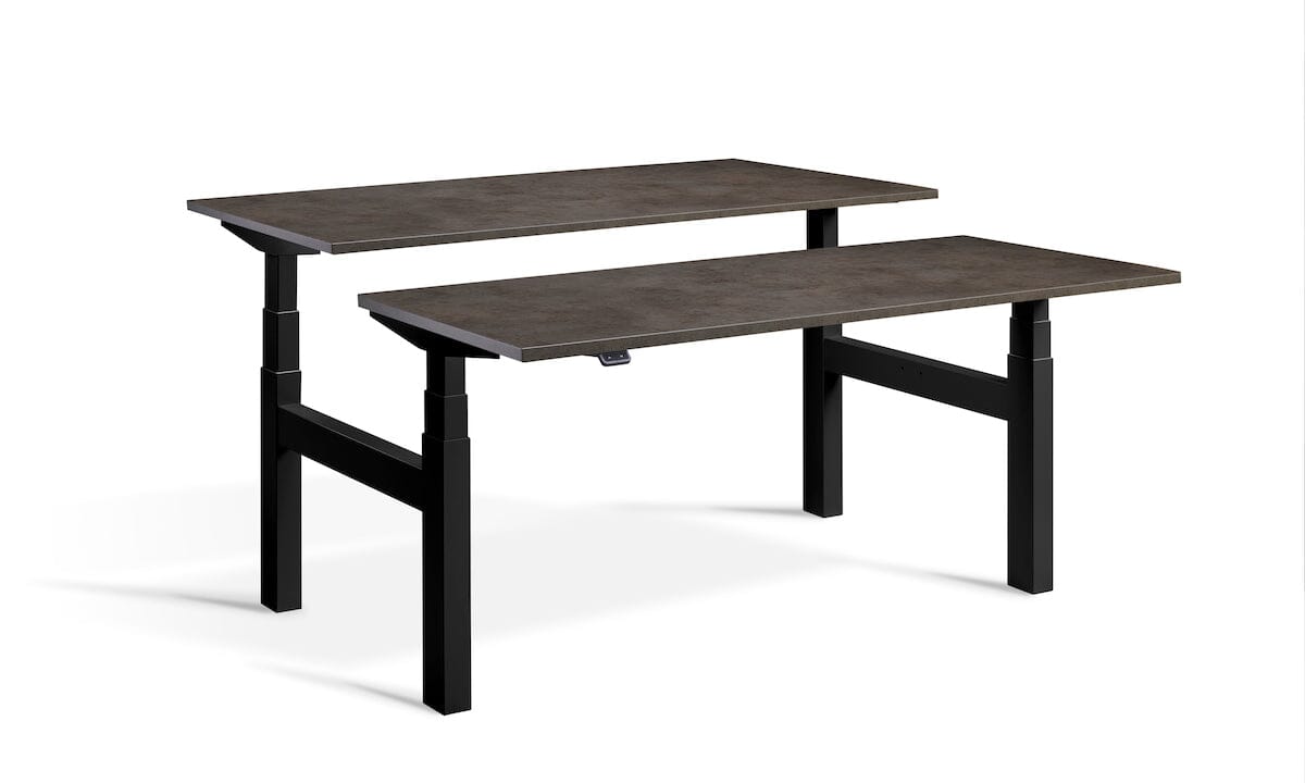 Lavoro Duo - Four Motor Back to Back Sit-Stand Desk - 800 Deep - Black Frame Accessories Lavoro Dark Concrete 1200x800 Black