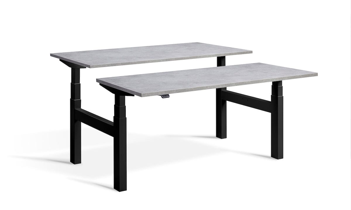 Lavoro Duo - Four Motor Back to Back Sit-Stand Desk - 800 Deep - Black Frame Accessories Lavoro Light Concrete 1200x800 Black