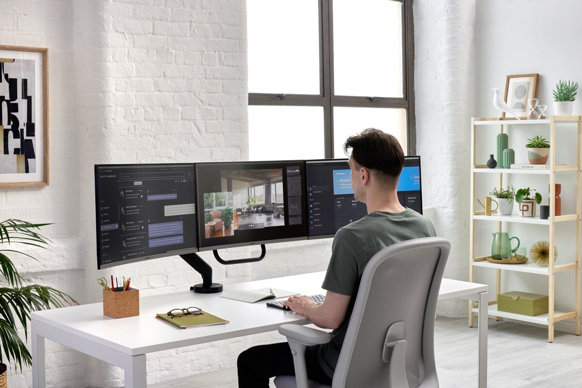 Colebrook Bosson Saunders Flo X Triple Monitor Arm Accessories Colebrook Bosson Saunders White