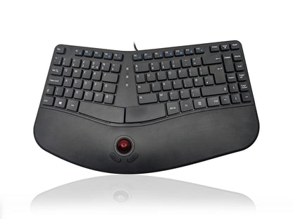 Accuratus Contour - USB Sculptured Ergonomic Split Key Multimedia Keyboard with Reverse Tilt & Trackball Accessories Accuratus   