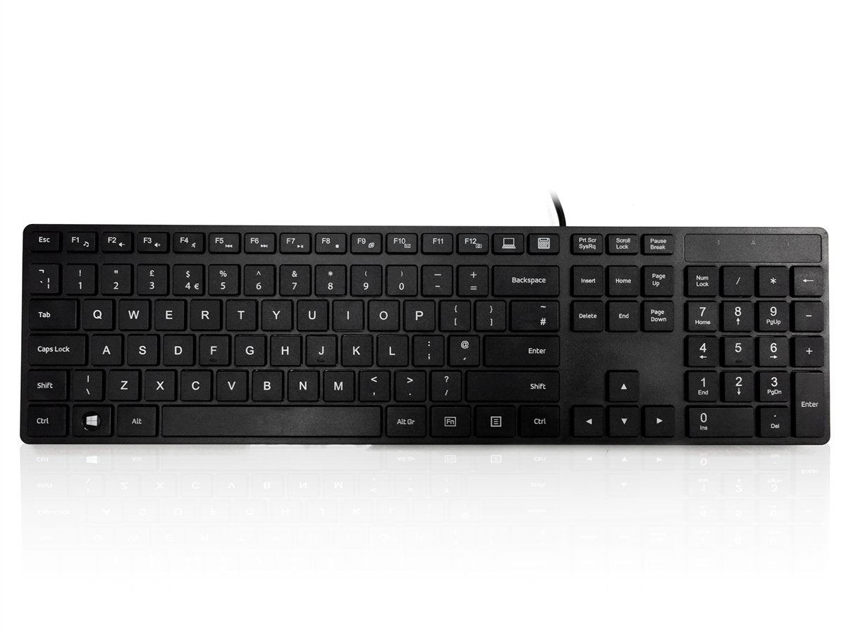 Accuratus 301 - USB Full Size Super Slim Multimedia Keyboard with Square Modern Keys - UK English Layout