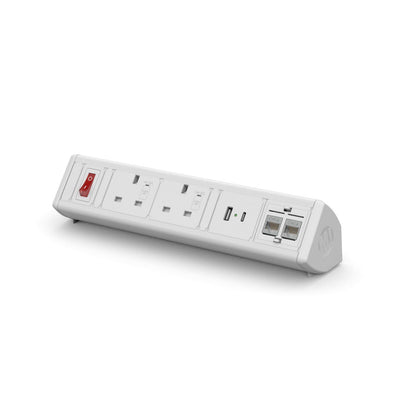 Boost Desktop Power Module with 2 UK Power Sockets, 2 Cat6 Data Sockets and 2 USB Charging Ports A+C