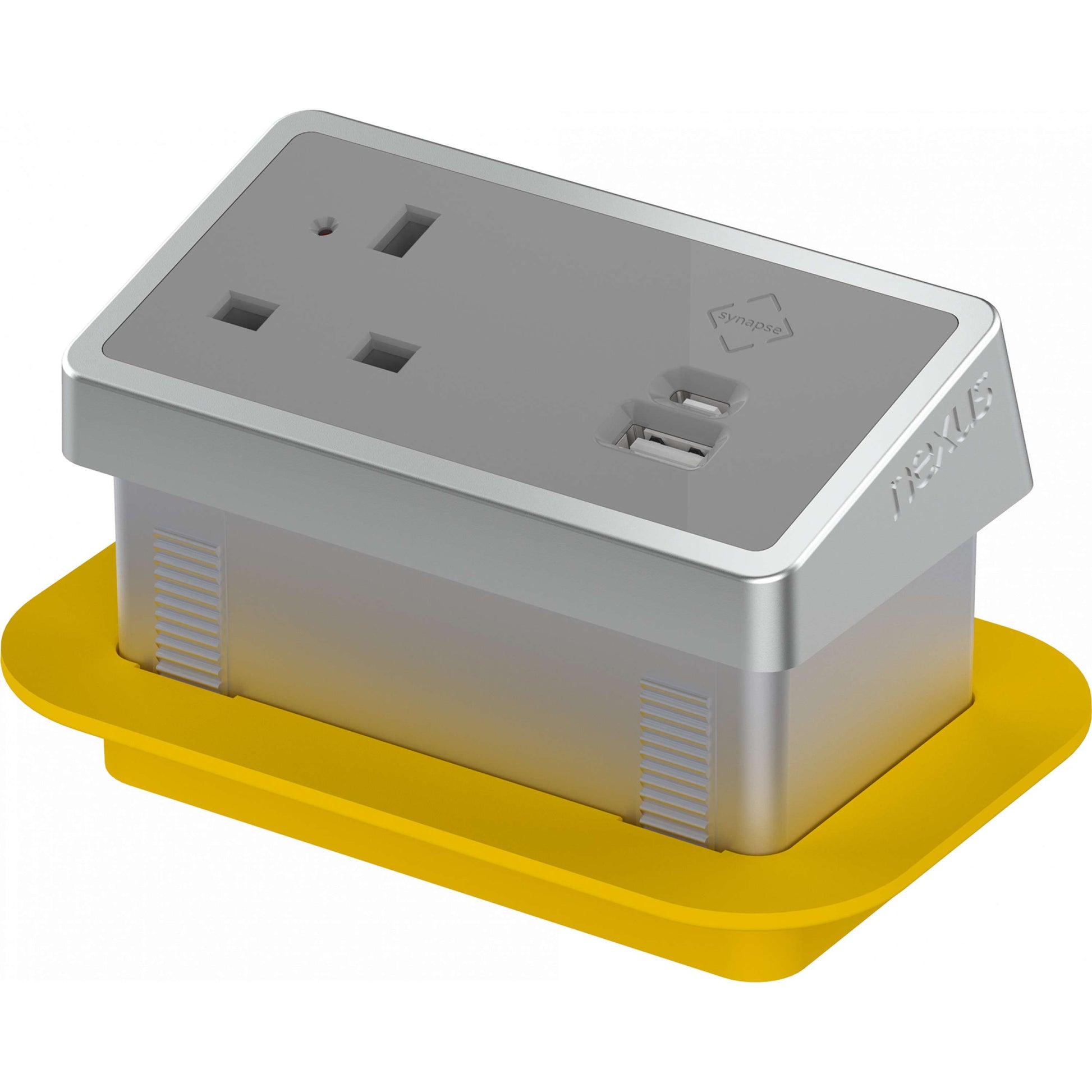 Rectangular In-Desk Power Module + 3 Metre Mains Cable Bundle | 1 Outlet | Synapse™ 100W USB-C, 27W USB-A | Silver/Grey