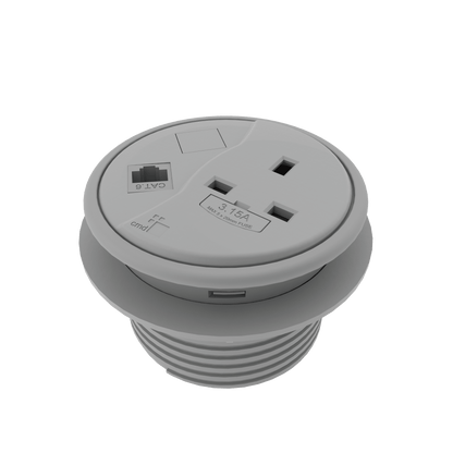 Porthole In-Desk Power & Data Modules Accessories CMD Grey No Data 