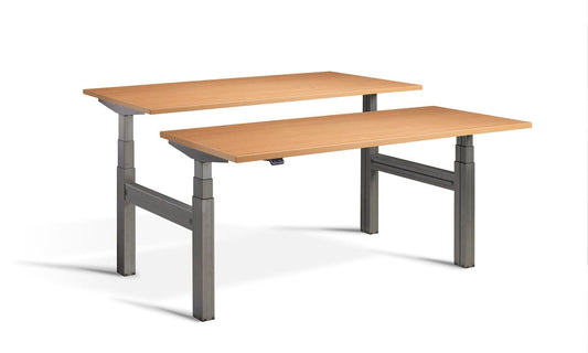Lavoro Duo - Four Motor Back to Back Sit-Stand Desk - 800 Deep - Raw Steel Frame Accessories Lavoro Beech 1200x800 Raw Steel