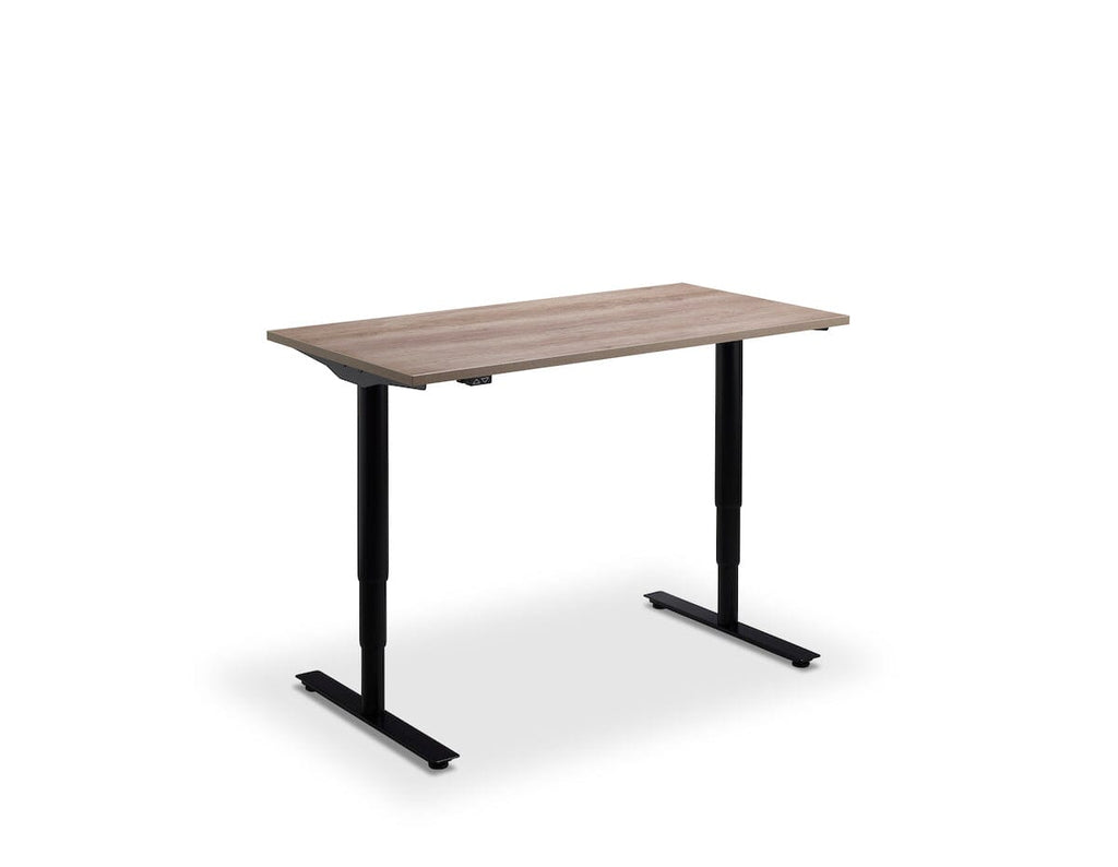 Lavoro Runda Dual Motor Sit-Stand Desk - 700mm Deep Desktops - Black Frame Accessories Lavoro Grey Nebraska Oak 1200x700 Black