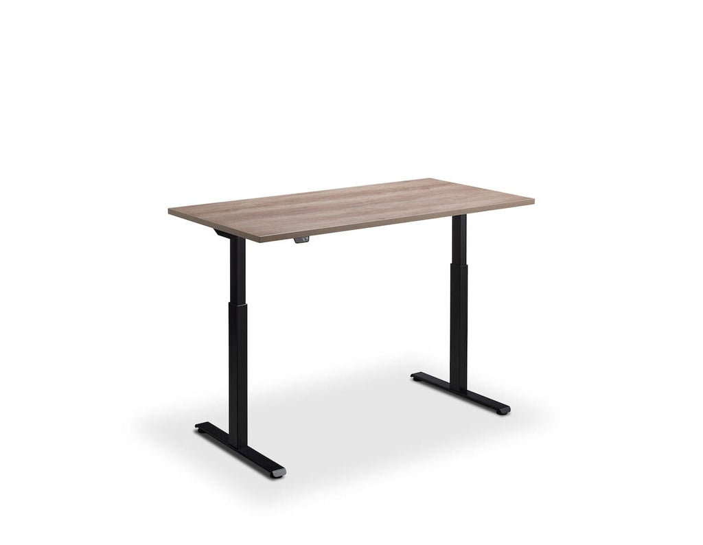 Lavoro Rusa Dual Motor Sit-Stand Desk - 600mm Deep Desktops - Black Frame Accessories Lavoro Grey Nebraska Oak 1200x600 Black