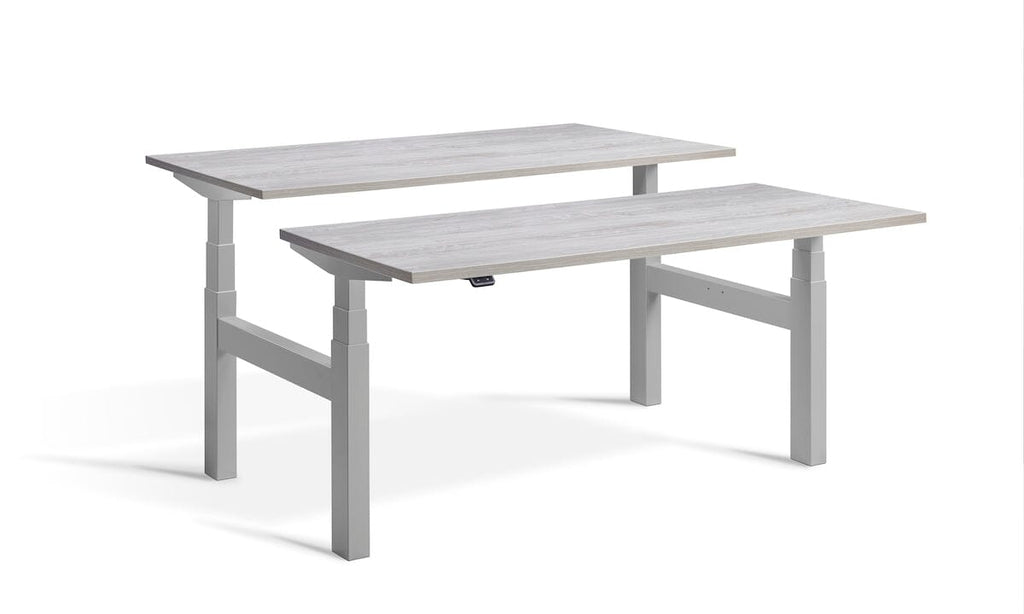 Lavoro Duo - Four Motor Back to Back Sit-Stand Desk - 700 Deep - Silver Frame Accessories Lavoro Cascina Pine 1200x700 Silver