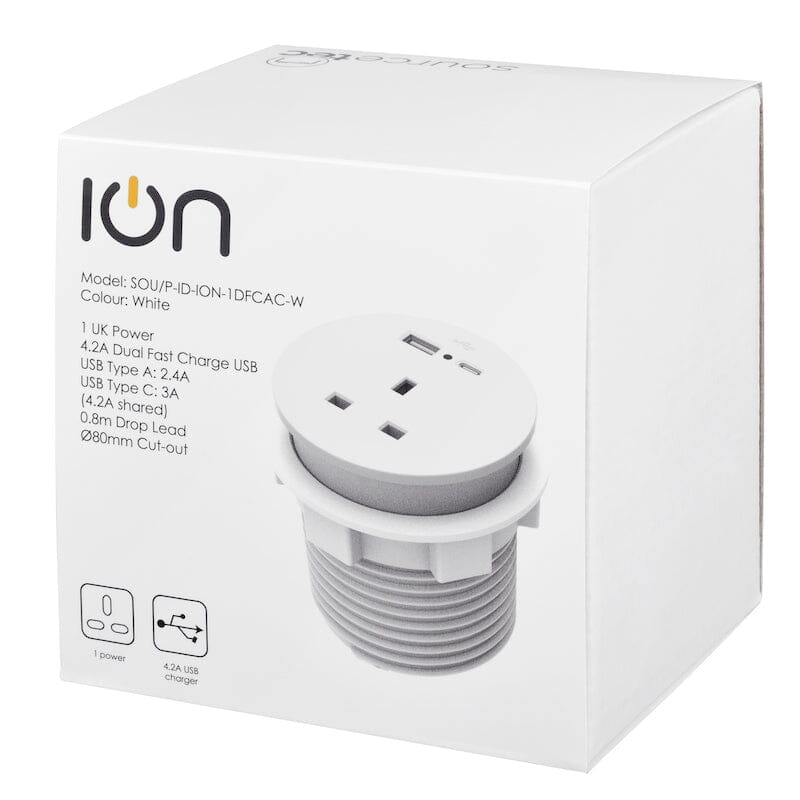 Sourcetec Ion with 1 Power and Dual Fast Charge USB A+C. - e-furniture