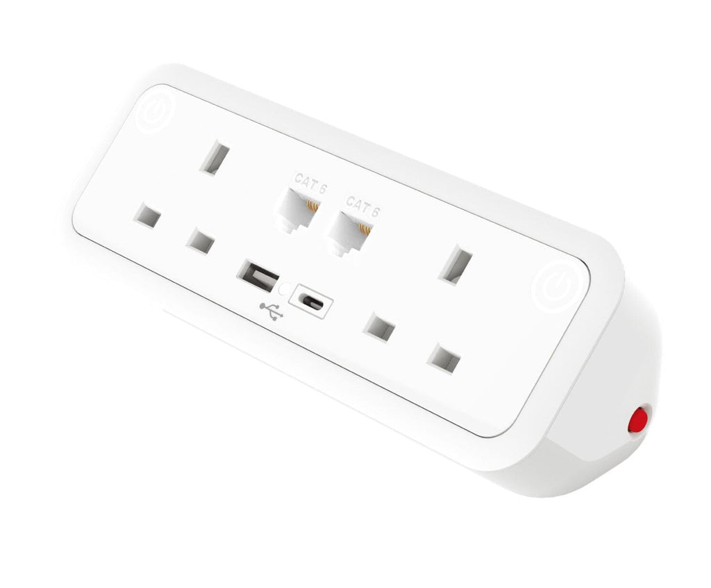 Sourcetec Uno with 2 Power, 2 Cat6 Data and Dual Fast Charge USB A+C. Accessories Sourcetec White  