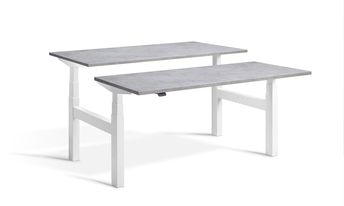 Lavoro Duo - Four Motor Back to Back Sit-Stand Desk - 800 Deep - White Frame Accessories Lavoro Light Concrete 1200x800 White