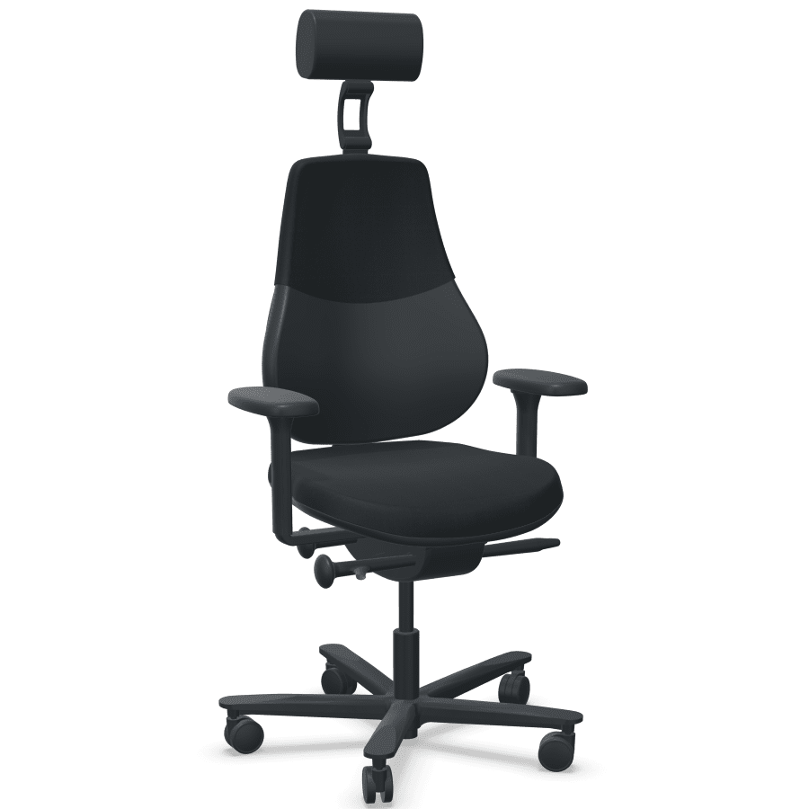 Orangebox Flo High Back Task Armchair with Headrest in Black - e-furniture