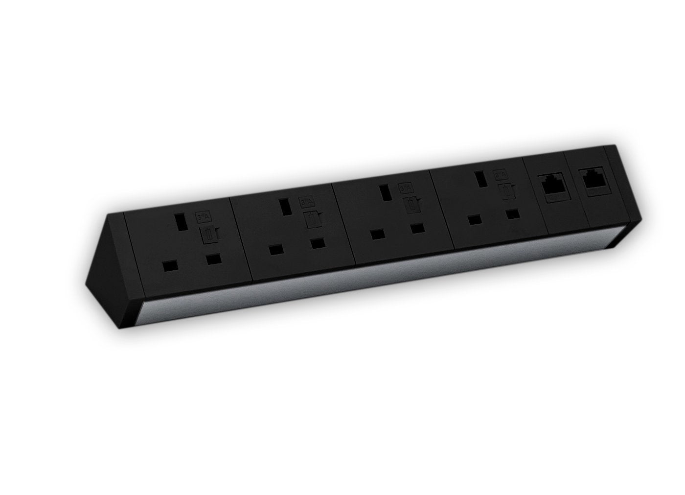 Athena2 Power Rail with 4 Power - 3.15A. 2 CAT6 UTP Data. Accessories CMS Electracom Black  