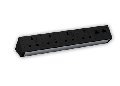 Athena2 Power Rail with 4 Power - 3.15A. 2 CAT6 UTP Data. Accessories CMS Electracom Black  
