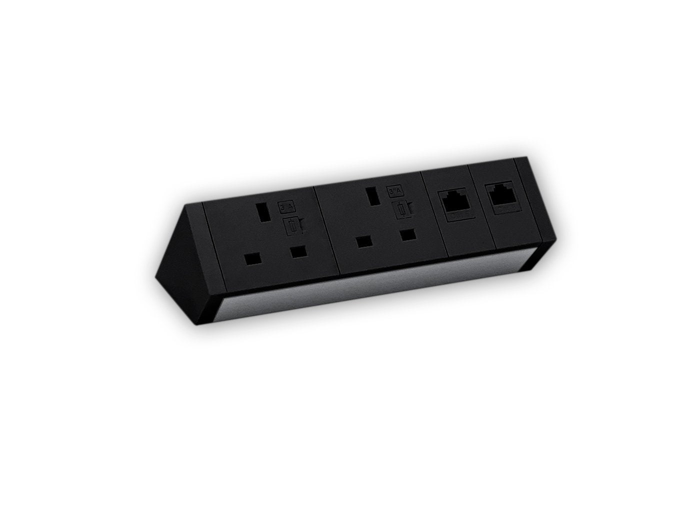 Athena2 Power Rail with 2 Power - 3.15A. 2 CAT6 UTP Data. Accessories CMS Electracom Black  