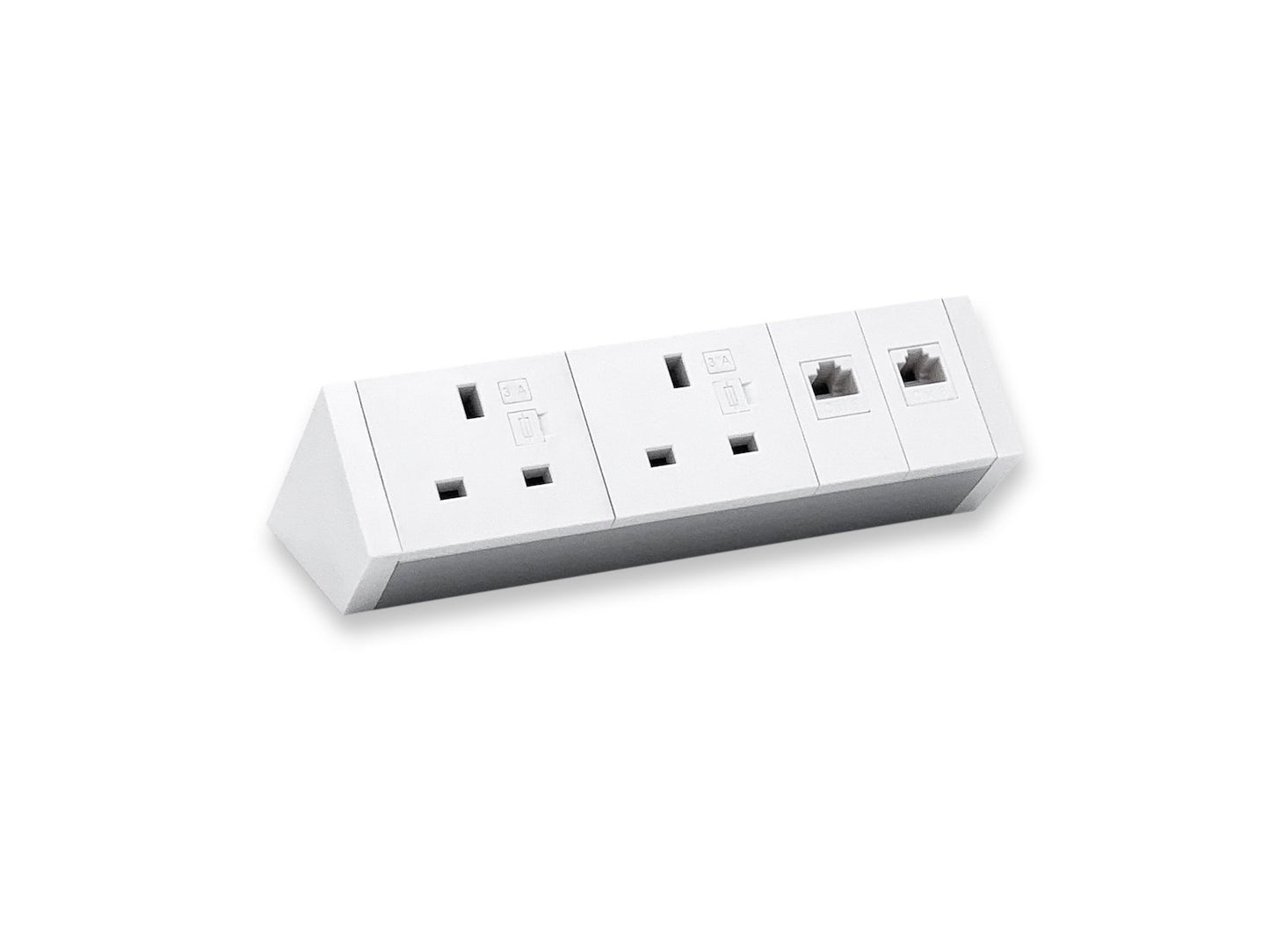 Athena2 Power Rail with 2 Power - 3.15A. 2 CAT6 UTP Data. Accessories CMS Electracom White  