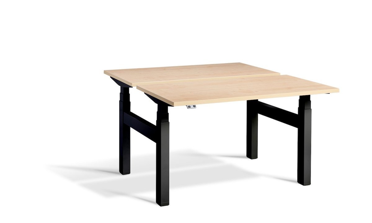 Lavoro Duo - Four Motor Back to Back Sit-Stand Desk - 800 Deep - Black Frame Accessories Lavoro Maple 1400x800 Black