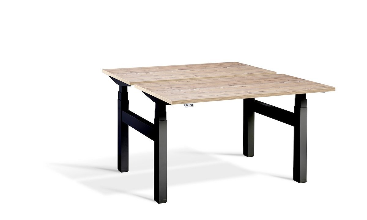 Lavoro Duo - Four Motor Back to Back Sit-Stand Desk - 800 Deep - Black Frame Accessories Lavoro Timber 1600x800 Black