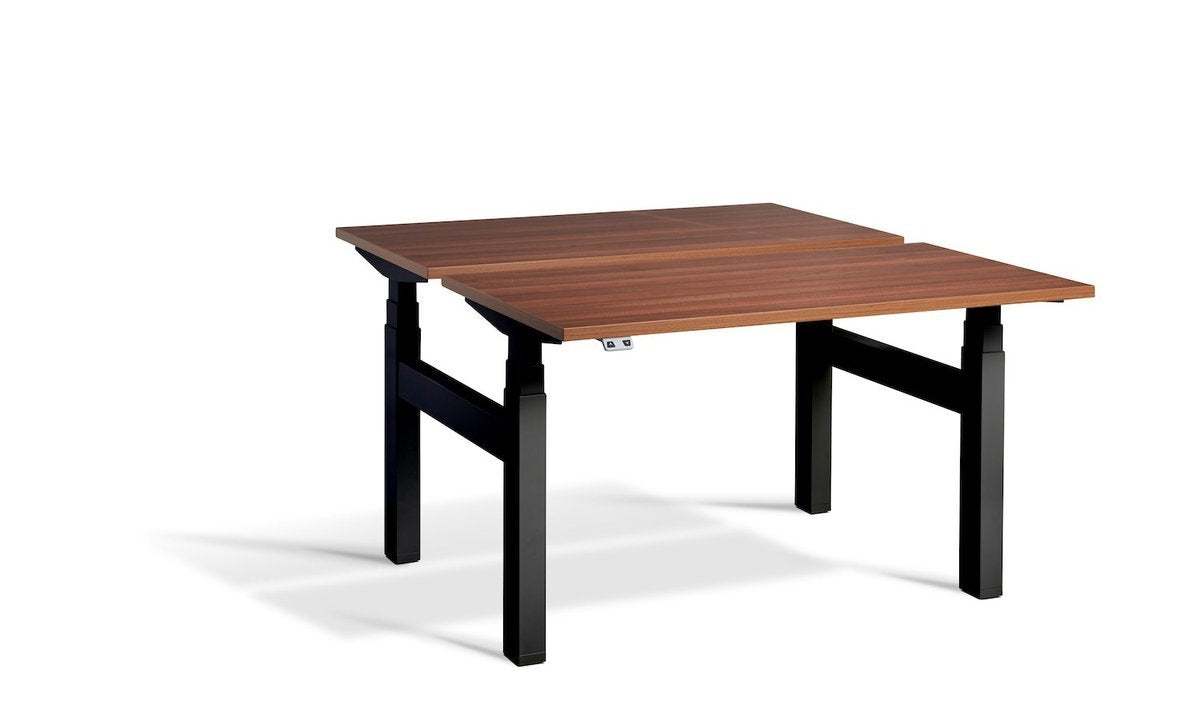 Lavoro Duo - Four Motor Back to Back Sit-Stand Desk - 800 Deep - Black Frame Accessories Lavoro Natural Dijon Walnut 1600x800 Black