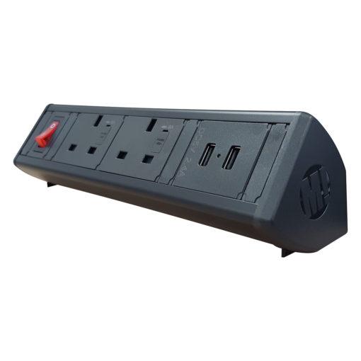 Boost Desktop Power Module with 2 UK Power Sockets and 2 USB Charging Ports Accessories Metalicon Black  