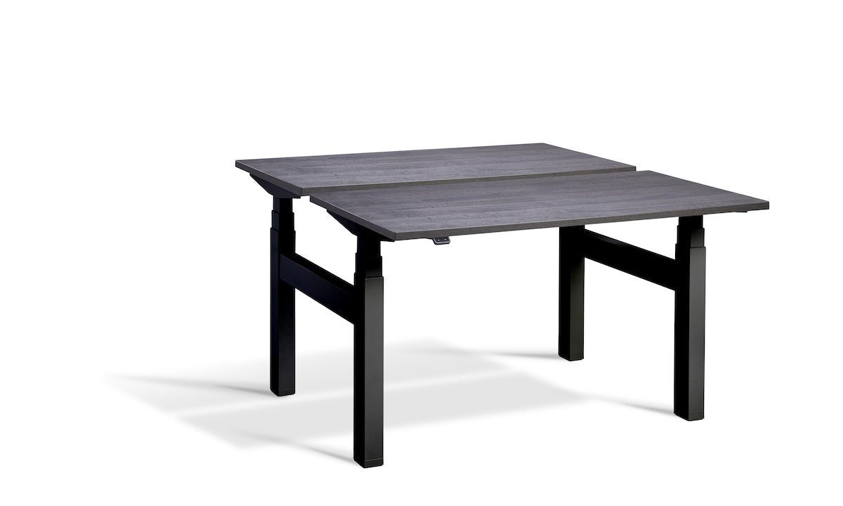 Lavoro Duo - Four Motor Back to Back Sit-Stand Desk - 800 Deep - Black Frame Accessories Lavoro Anthracite Sherman Oak 1200x800 Black