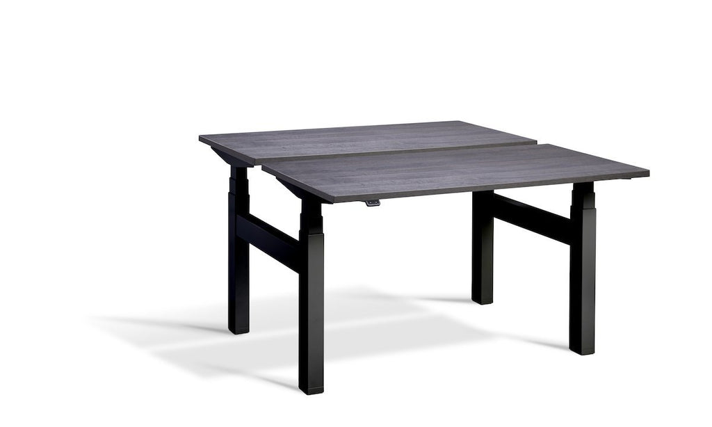 Lavoro Duo - Four Motor Back to Back Sit-Stand Desk - 700 Deep - Black Frame Accessories Lavoro Anthracite Sherman Oak 1600x700 Black