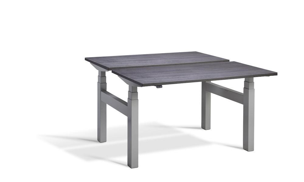 Lavoro Duo - Four Motor Back to Back Sit-Stand Desk - 700 Deep - Silver Frame Accessories Lavoro Anthracite Sherman Oak 1400x700 Silver