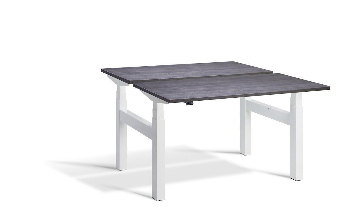 Lavoro Duo - Four Motor Back to Back Sit-Stand Desk - 700 Deep - White Frame Accessories Lavoro Anthracite Sherman Oak 1200x700 White