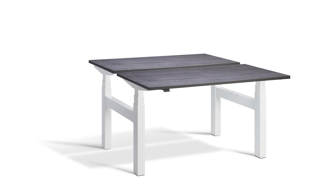 Lavoro Duo - Four Motor Back to Back Sit-Stand Desk - 700 Deep - White Frame Accessories Lavoro Anthracite Sherman Oak 1200x700 White