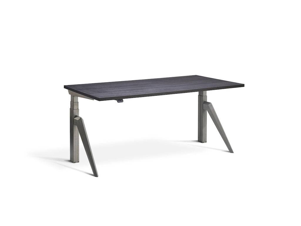 Lavoro Five Dual Motor Sit-Stand Desk - 700mm Deep Desktops - Raw Steel Frame Accessories Lavoro Anthracite Sherman Oak 1400x700 Five