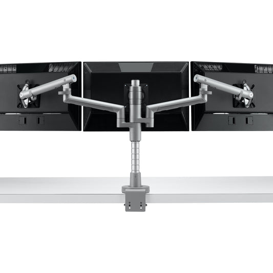Colebrook Bosson Saunders Flo Triple Monitor Arm with Wishbone Post and Desk Clamp Accessories Colebrook Bosson Saunders Silver  
