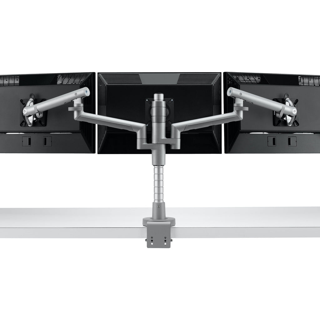 Colebrook Bosson Saunders Flo Triple Monitor Arm with Wishbone Post and Desk Clamp - e-furniture
