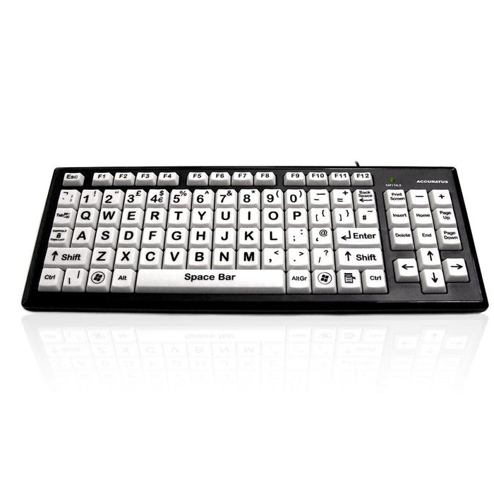 Accuratus Monster Keyboard, White Keys, Black Upper Case Letters - e-furniture