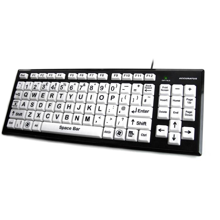 Accuratus Monster Keyboard, White Keys, Black Upper Case Letters Accessories Accuratus   