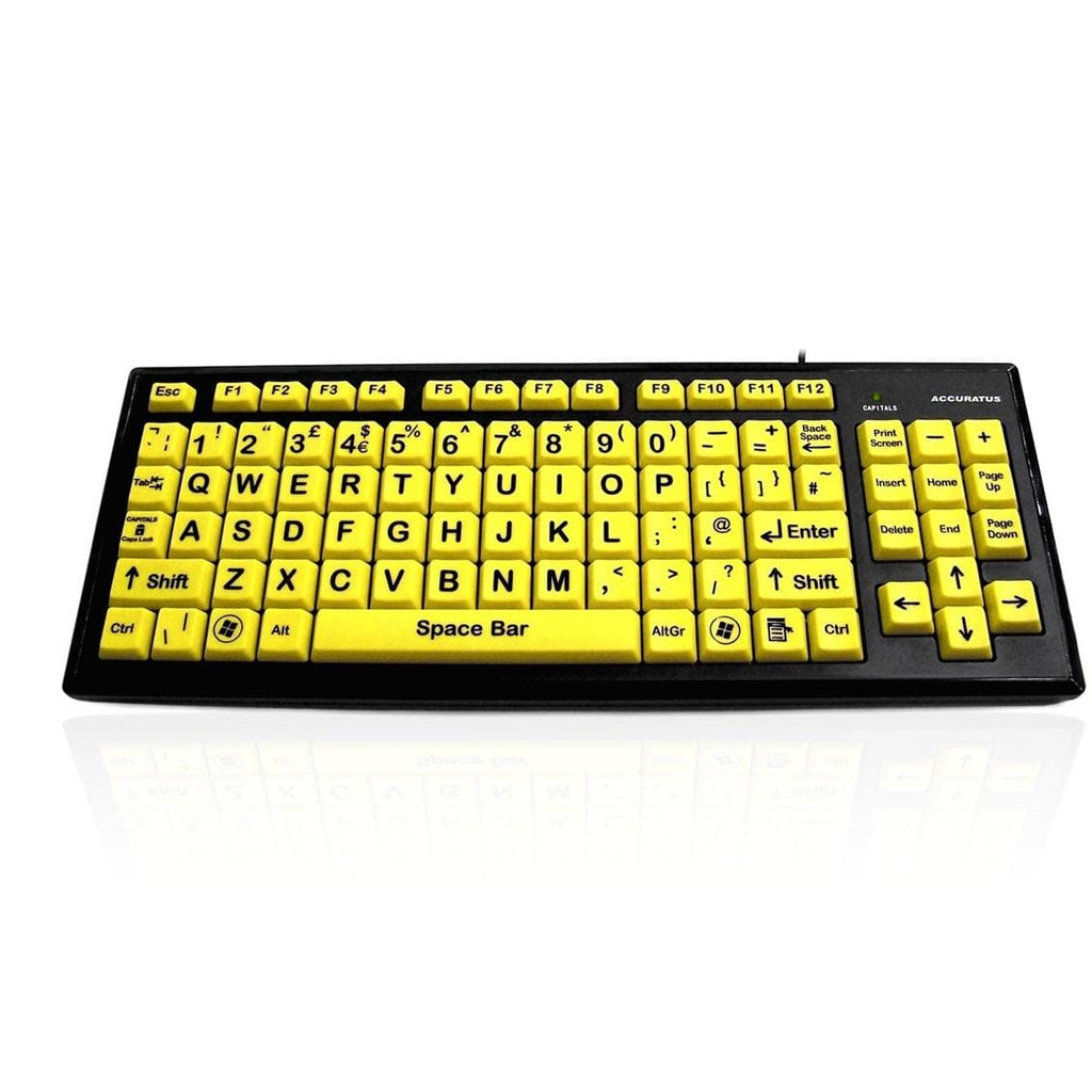 Accuratus HiVis Monster keyboard, Yellow Keys, Black Upper Case Letters - e-furniture
